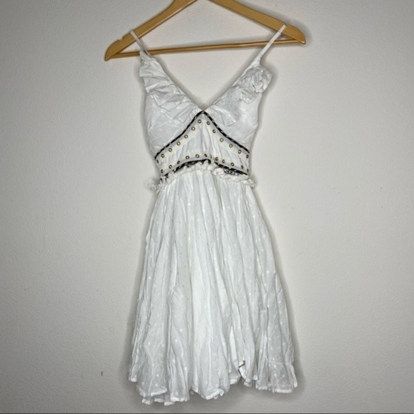 Place Nationale La Vernette Strappy White Bridal Sun Mini Dress NWT - Picture 3 of 16